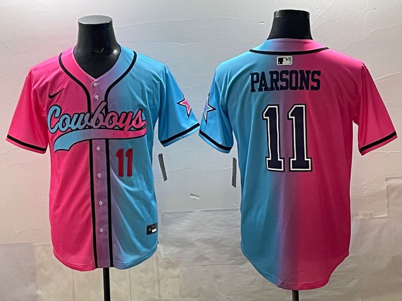 Men 2025 Dallas Cowboys #11 Parsons Blue pink Nike Limited NFL Jersey style 04->dallas cowboys->NFL Jersey